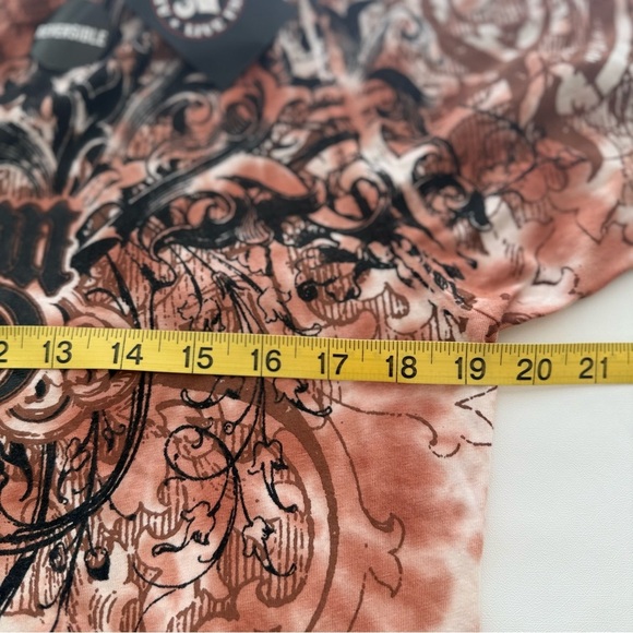NWT Affliction Reversible Graphic Tee XL Brown Tie-Dye Cutout Back Size XL - Picture 9 of 11